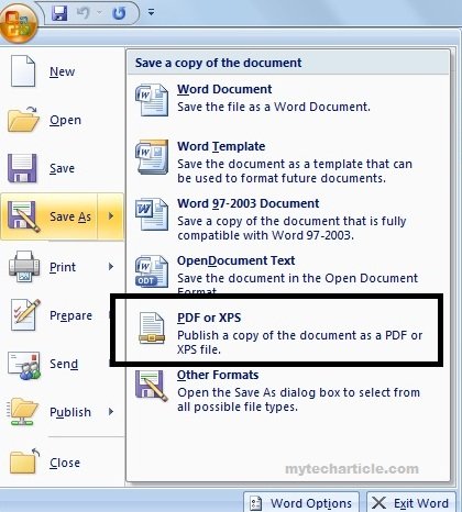 How To Save Microsoft Word In PDF Format