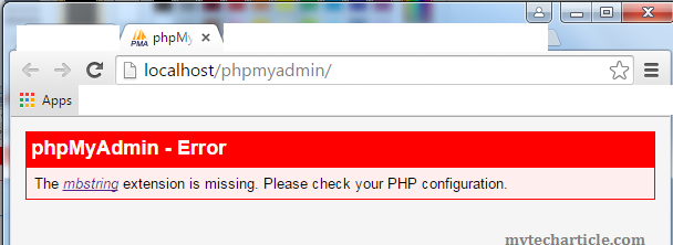 Missing mbstring PHP extension When Access phpMyAdmin